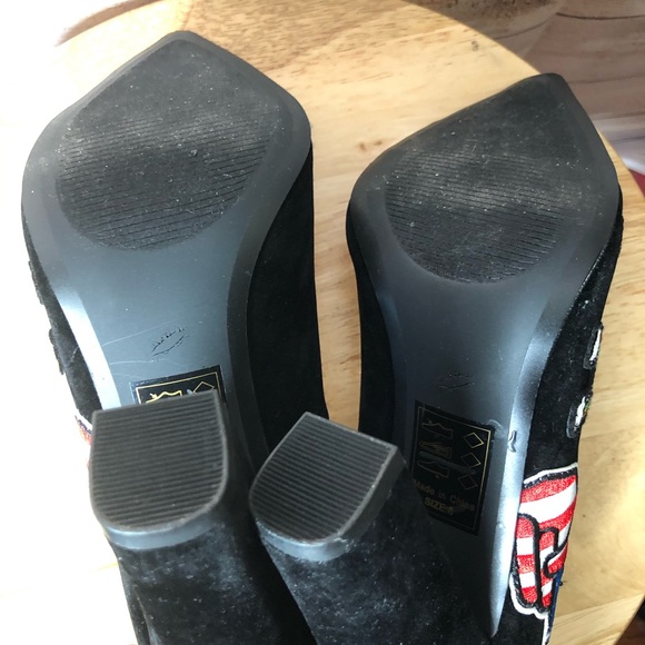 Show Republic LA Fun Faux Suede Patchwork Chunky Heel - Picture 7 of 8